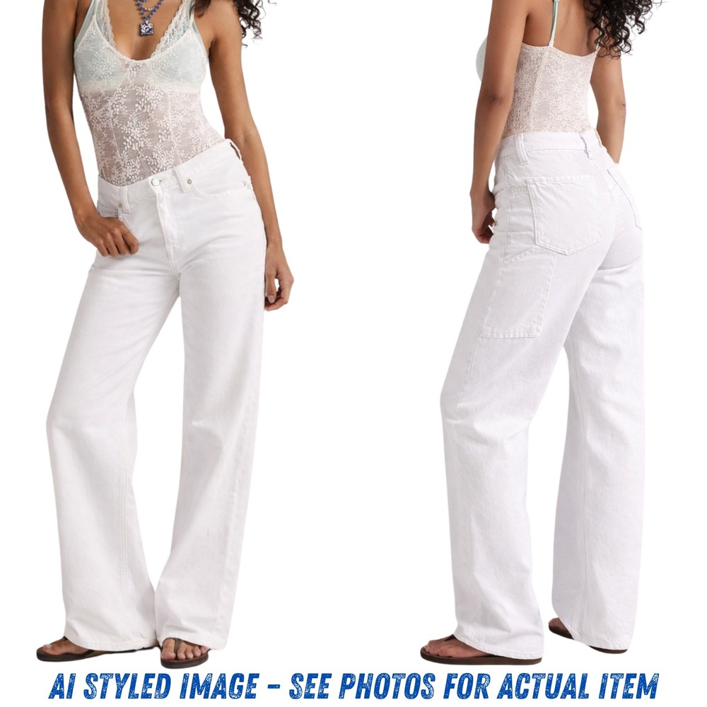 We The Free Jeans NWT 31 Tinsley Baggy High Rise Straight Leg Carpenter White